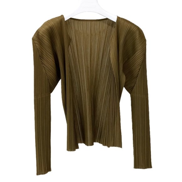 Issey Miyake Pleats Please Khaki Cardigan - Picture 1 of 6